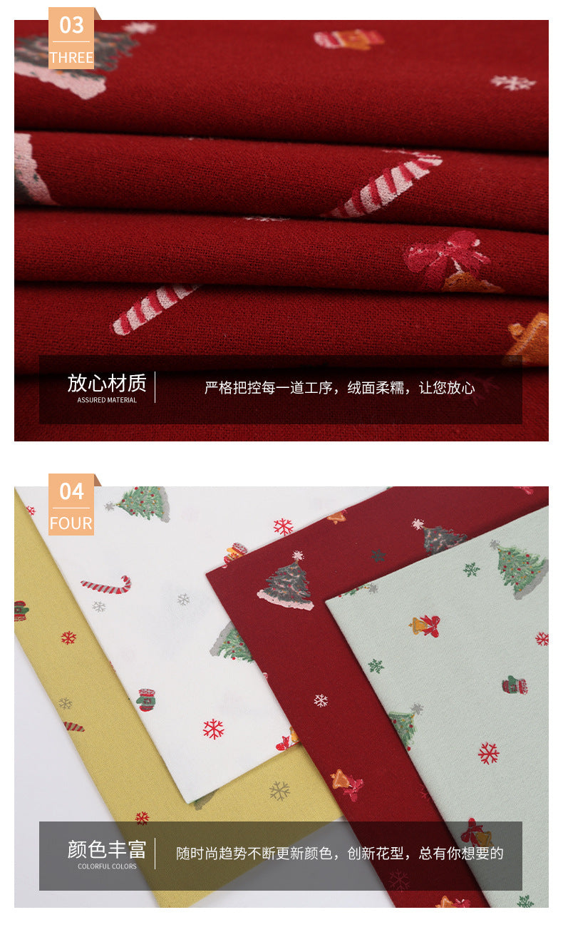 In-Stock Pure Cotton Water-Based Printing Fabric Plain Christmas Tree Floral Fabric Autumn and Winter Casual Pants Cotton Clothing Lining Fabric
