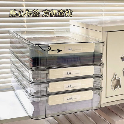 Paper storage and organizing artifact large capacity transparent plastic household registration book junior high school graduation certificate a4 file storage box