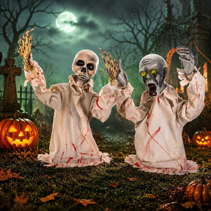 New Halloween sound-controlled half-body zombie decoration prop toy ornament cross-border horror prop gift light