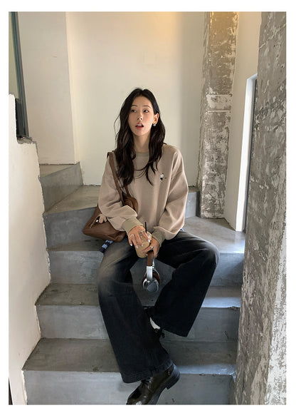 Guangzhou Huang Zheng American Retro Sexy Pullover Embroidered Sweatshirt Feminine Versatile Long-Sleeved Casual Top 530821