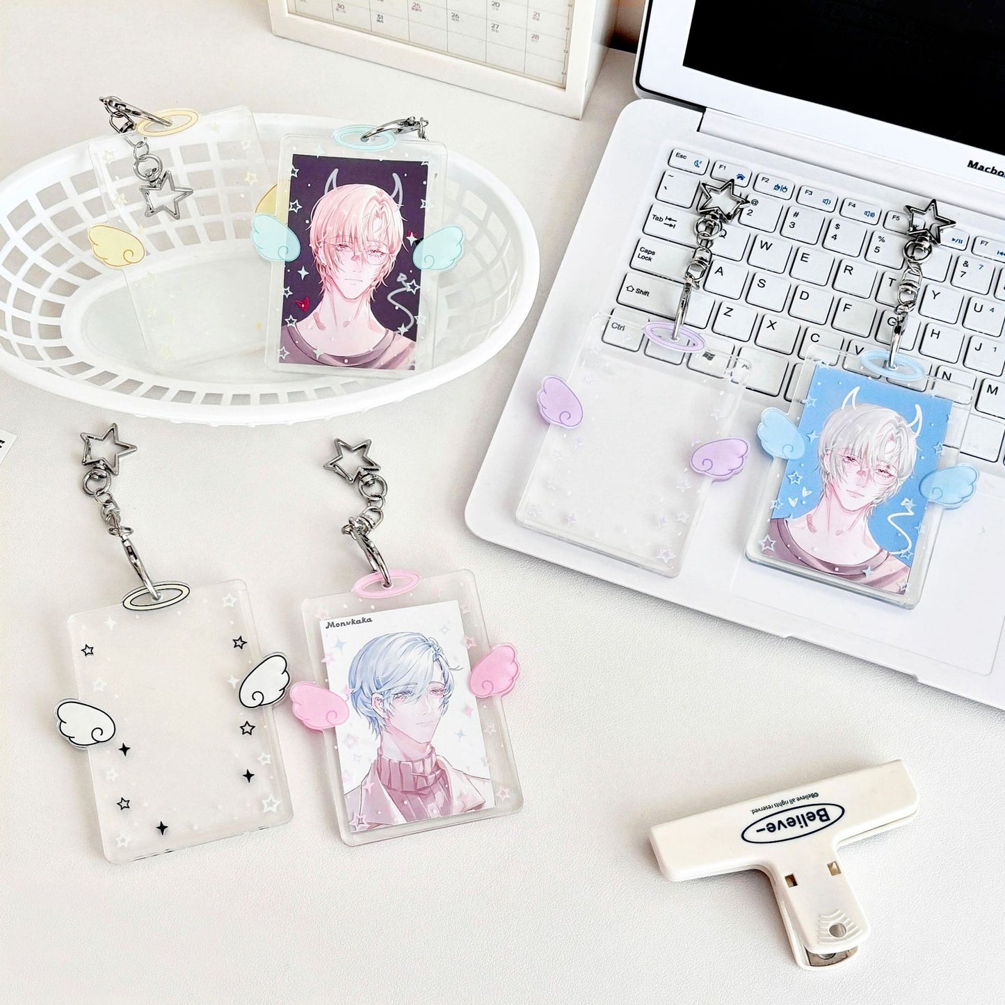 Original Ins Wind Wings Star Small Card Cover Acrylic Hard Card Cover Angel Small Card Card Card Card Card Film Card Cover