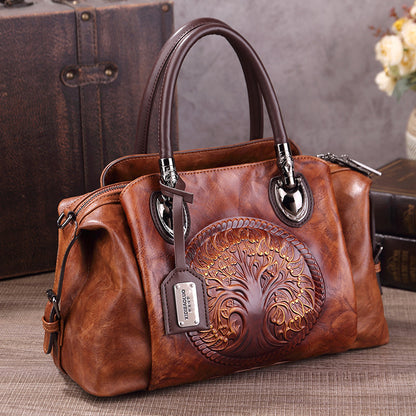 2025 New Chinese Style Retro European and American Style Bag Fashion Embossed Gradient Color Hand-Held Crossbody Pillow Women's Bag