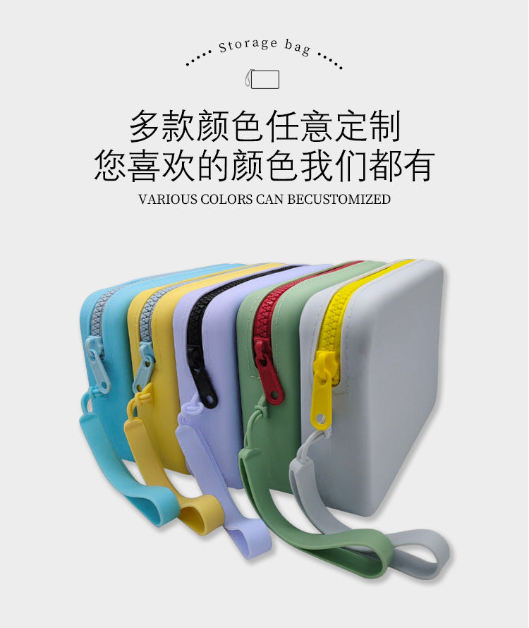 Customizable Silicone Cosmetic Bag Rectangular Travel Portable Silicone Storage Bag Waterproof Toiletry Bag Small Storage Bag