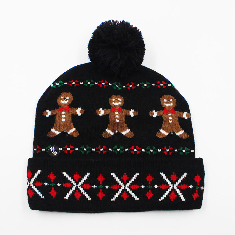 Korean Internet Celebrity Style Snowflake Christmas Hat, Warm and Cold-Proof Women's Knitted Hat with Pom-Pom, Ear-Protecting Yarn Hat, Light Luxury Style