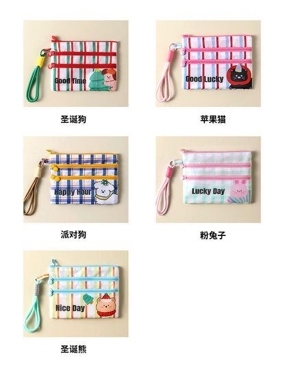 Plaid Contrasting Color Id Cosmetics Bag Travel Abroad Id Card Passport Ticket Card Bag Portable Multi-Functional Carry-On Bag
