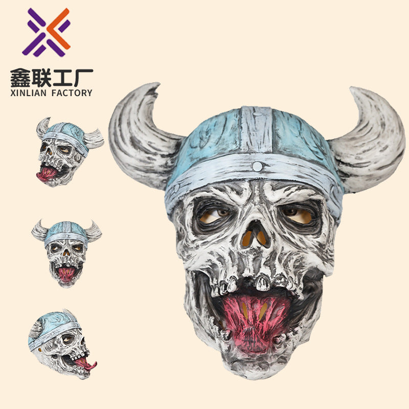 Halloween Ugly Latex Skull Set Mask New Viking Helmet Ghost Dress-up Ball Decorative Props