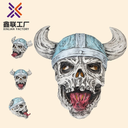 Halloween Ugly Latex Skull Set Mask New Viking Helmet Ghost Dress-up Ball Decorative Props