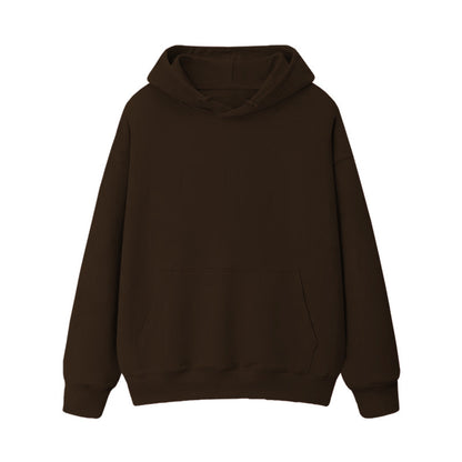 Fleece-lined thick loose hooded sweater women's autumn and winter warm top student couple wear solid color coat foreign trade women's clothing