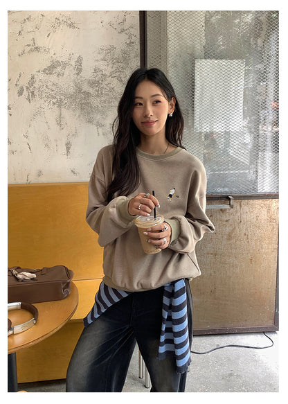 Guangzhou Huang Zheng American Retro Sexy Pullover Embroidered Sweatshirt Feminine Versatile Long-Sleeved Casual Top 530821