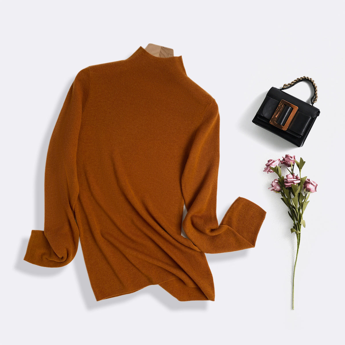 Machine Washable 100% Superfine Wool Sweater for Women Autumn and Winter New Loose Half Turtleneck Knitted Bottoming Sweater for Women