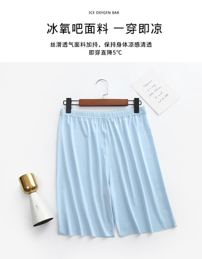 Ice Silk Pajamas Men's Summer Home Shorts Ultra-Thin Breathable Silk Home Pants Large Size Five-Point Pants Can Be Worn Outside