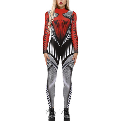 European and American New funny long-sleeved Halloween jumpsuit