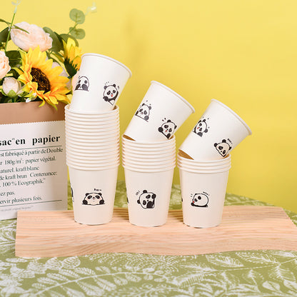 Disposable Paper Cups with Cute Cartoon Patterns for Commercial, Office, and Home Use, Food-Grade, 250ml, Thickened