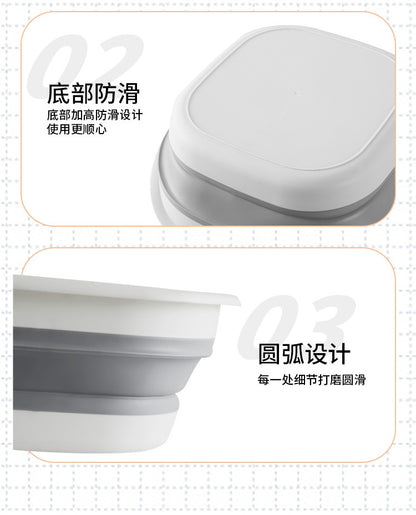 Portable Silicone Collapsible Washbasin Vegetable Washing Basin Student Dormitory Plastic Foot Soaking Foot Washing Basin Household Multi-purpose Basin