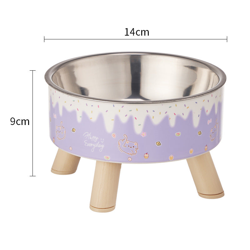 Pet Bowl Anti-overturning Cat Bowl Pet Stainless Steel Dog Bowl Cat Neck Protection High Foot Bowl Dog Food Utensils Cross-border New