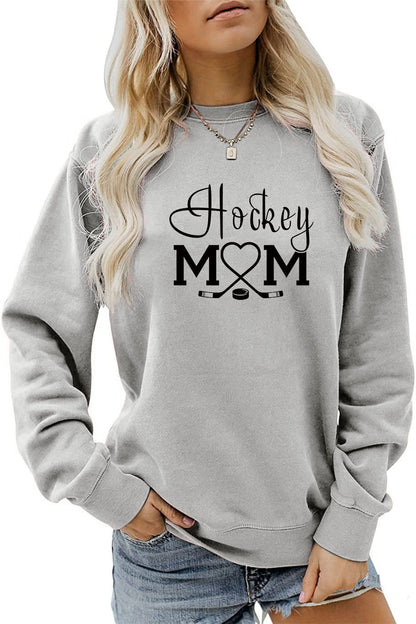 Amazon Wish Independent Station Fashionable Simple Hockey Mom Letter Fun Printed Women's Casual Sweatshirt