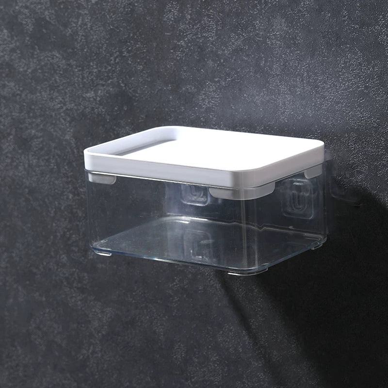 Desktop Wall Hanging Storage Box with Transparent Acrylic Cosmetics Bathroom Stationery Station Kitchen Storage Rack Bedside
