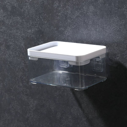 Desktop Wall Hanging Storage Box with Transparent Acrylic Cosmetics Bathroom Stationery Station Kitchen Storage Rack Bedside