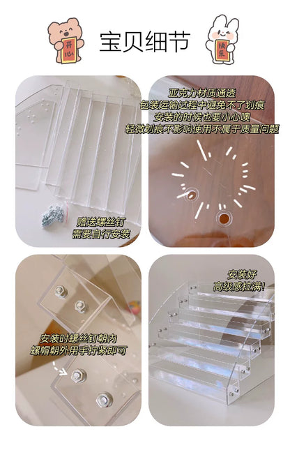 Acrylic Display Stand Transparent Desktop Millet Storage Box Ladder Shelf Peripheral Badge Desktop Storage Rack