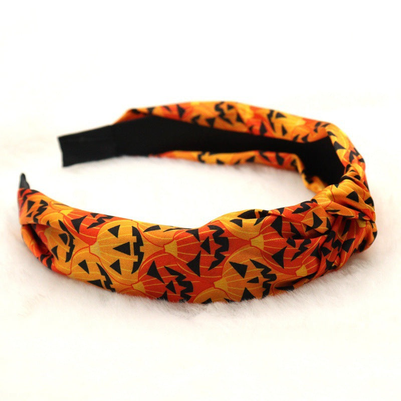 Cross-border wholesale Amazon Halloween pumpkin knotted hairband high cranial top headband hairpin high sense hair cave hair accessories