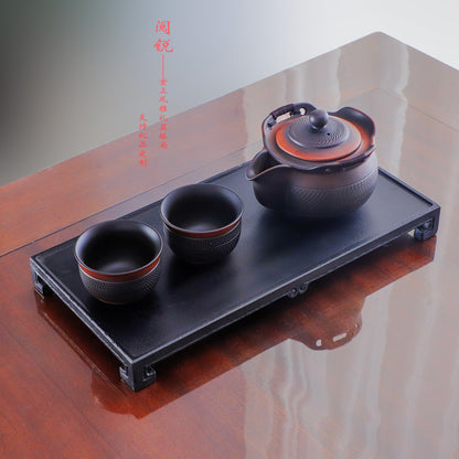 Yue Rui Handheld Purple Clay Teapot with Quick-Opening Knife for Home Use, Vintage Style, Anti-Scalding Tea Set for One Person with Built-In Tea Strainer