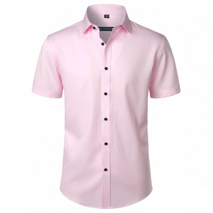 Solid Color Amazon Stretchy Plus-Size Men's Long-Sleeve Shirt, Men's Fashion Shirt, Slim Fit Outerwear