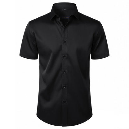 Solid Color Amazon Stretchy Plus-Size Men's Long-Sleeve Shirt, Men's Fashion Shirt, Slim Fit Outerwear
