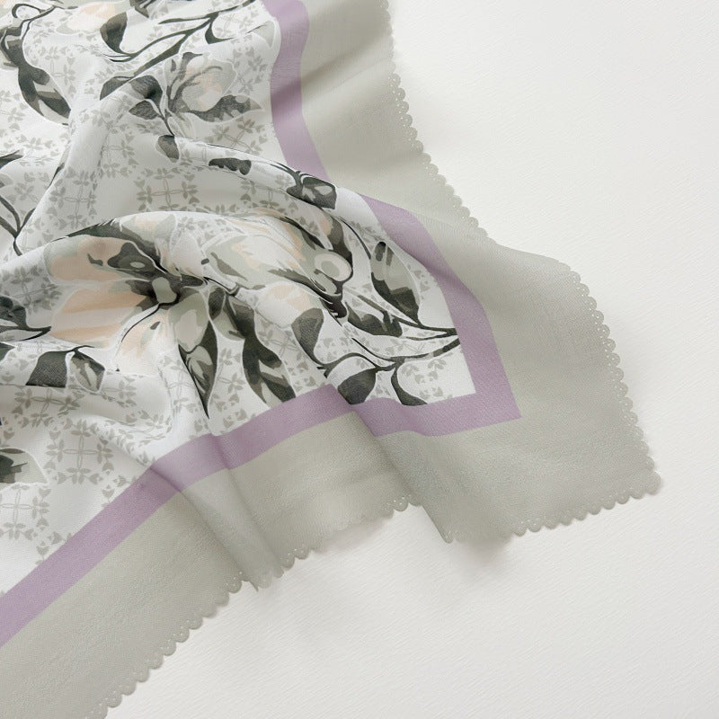 Cross-Border New Product Voile Print 110 Square Scarf Classic Lace Scarf Turban Malaysian Shawl