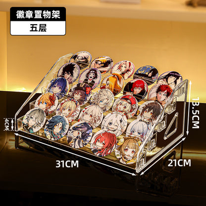 Acrylic Display Stand Transparent Desktop Millet Storage Box Ladder Shelf Peripheral Badge Desktop Storage Rack