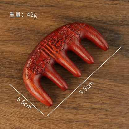 Golden silk sandalwood lotus fish carved massage comb scalp head massage wide tooth comb small comb solid wood comb meridian comb