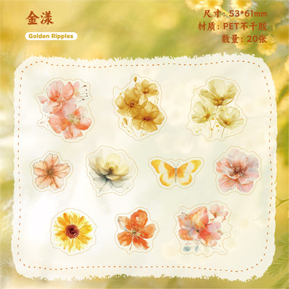 Retrostory Glass Petal Series Pet Notebook Base Decorative Sticker Paper Package Creative Scene Landscaping Sticker