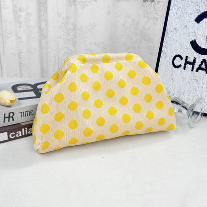 Cross-Border Dropshipping Knitted Bag Striped Clutch Bag for Women Fly-Knit Cloud Versatile Stylish Portable Makeup Bag Large Capacity