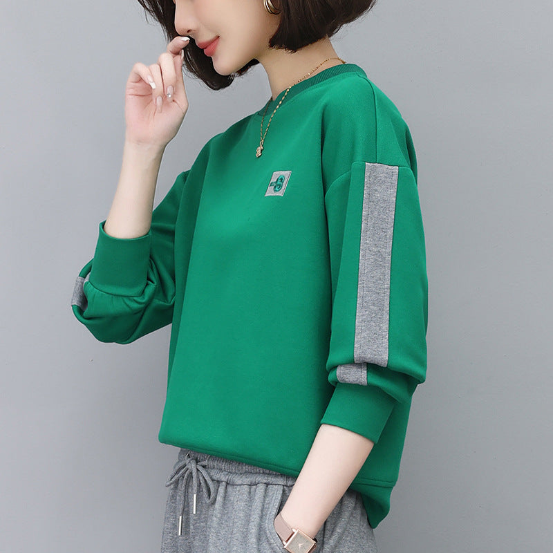 Round Neck Sweatshirt for Women 2024 Spring Small Hooded Sports Middle-Aged Mother Spring & Fall Tops Casual and Versatile