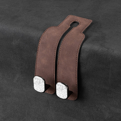 Car rear seat storage small hook turned leather zinc alloy ABS car double hook