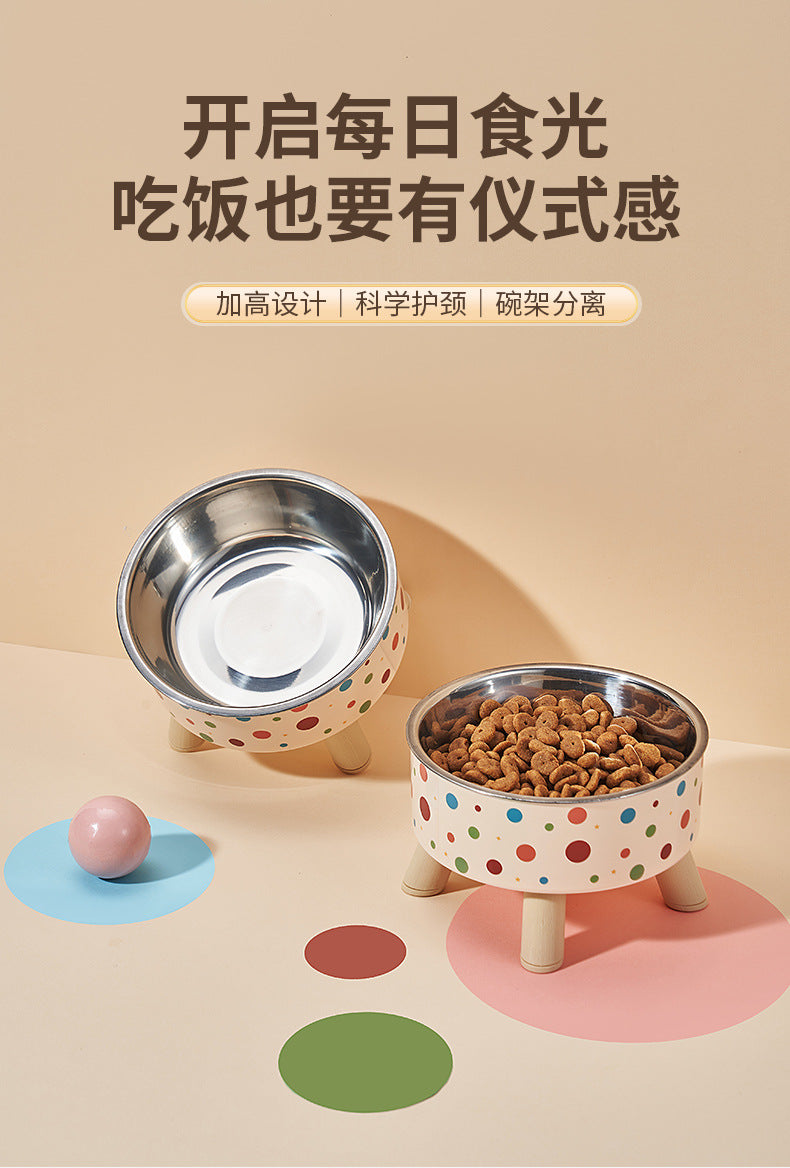 Pet Bowl Anti-overturning Cat Bowl Pet Stainless Steel Dog Bowl Cat Neck Protection High Foot Bowl Dog Food Utensils Cross-border New