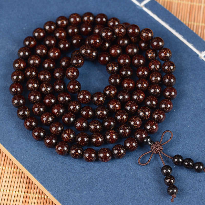 Zambian Blood Sandalwood Buddhist Bead Bracelet, Old Material, Small-Leaf Rosewood, High-Density Golden Star, Wholesale Prayer Bead Wooden Bracelet, Cultural and Artistic Crafts Manufacturer