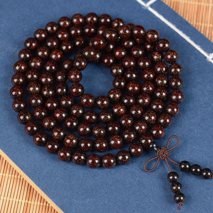 Zambian Blood Sandalwood Buddhist Bead Bracelet, Old Material, Small-Leaf Rosewood, High-Density Golden Star, Wholesale Prayer Bead Wooden Bracelet, Cultural and Artistic Crafts Manufacturer