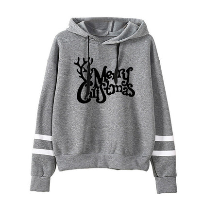 Europe and the United States Amazon cross-border foreign trade Christmas Merry Christmas printed parallel bars hooded sweater plus size
