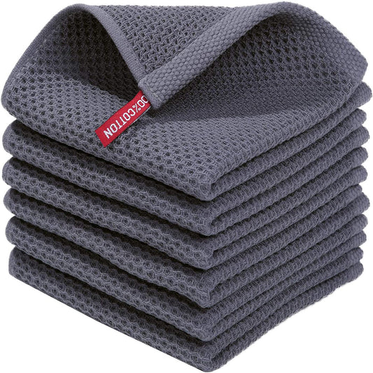 Cross-border Amazon pure cotton honeycomb kitchen dishwashing square towel can be suit with hook waffle square towel generation sticker code