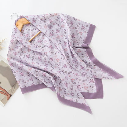 Cross-Border New Product Voile Print 110 Square Scarf Classic Lace Scarf Turban Malaysian Shawl