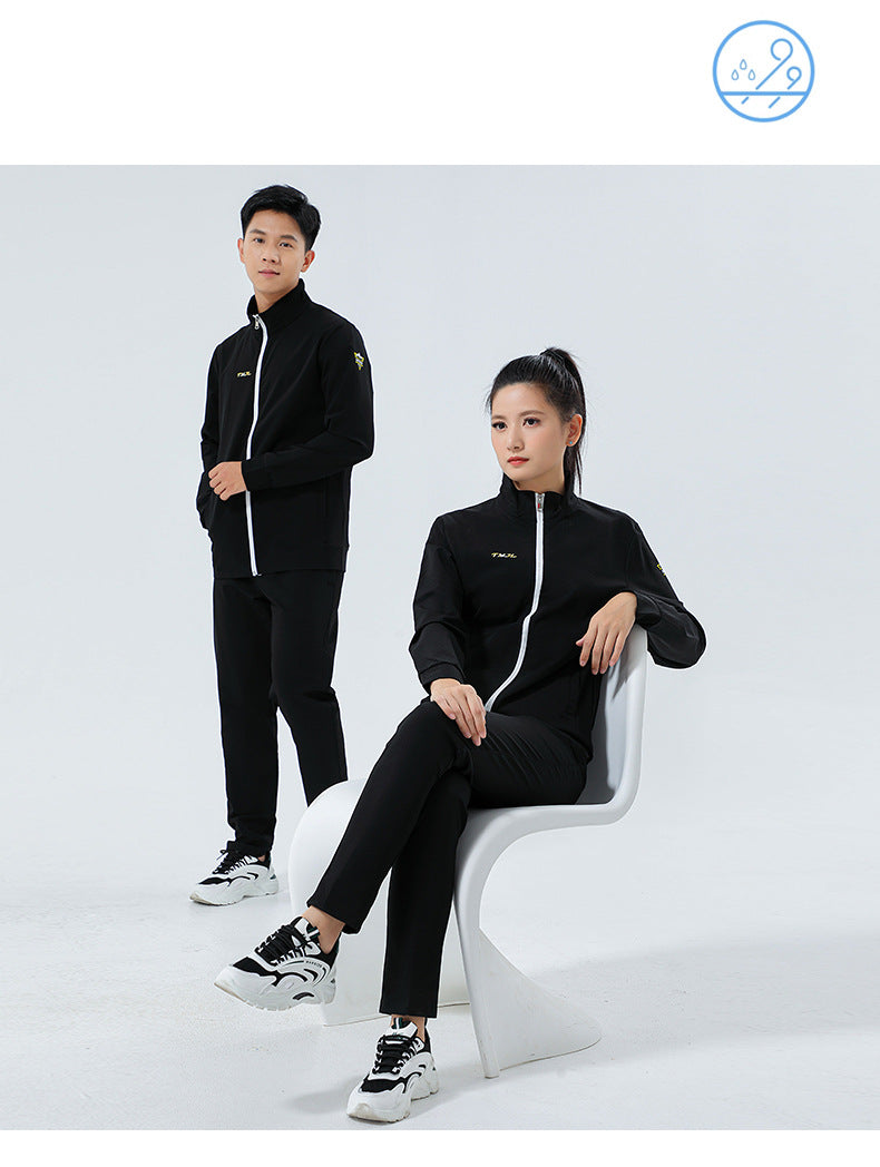 New Badminton Uniform Jacket Black and White Suit Men's and Women's Long-Sleeved Volleyball Uniform Table Tennis Uniform Competition Training Uniform