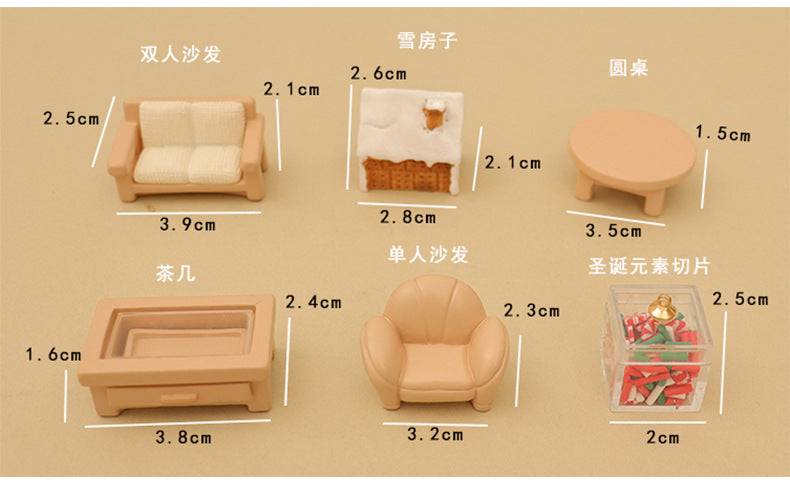 Dollhouse Doll House Snowman Christmas Tree Ginger Biscuit Man Decoration Scene Ornaments Model Christmas Wreath