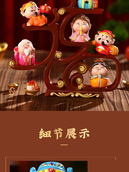 Fuxing Linmen God of Wealth Decoration Office Home Living Room Decorations Hallway Opening Housewarming Gift