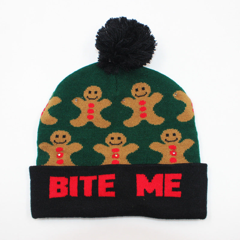 Korean Internet Celebrity Style Snowflake Christmas Hat, Warm and Cold-Proof Women's Knitted Hat with Pom-Pom, Ear-Protecting Yarn Hat, Light Luxury Style