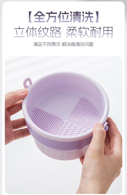 Makeup Brush Cleaning Bowl Cleaning Box Silicone Beauty Egg Cleaning Set Scrubbing Bowl Storage Rack Drying Tool Set