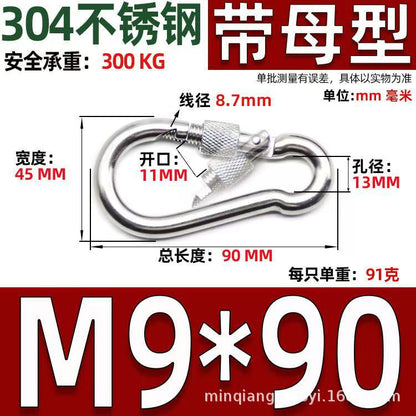 Safety Buckle, Climbing Buckle, Stainless Steel Lock, Spring Safety Ring, Outdoor Rock Climbing Accessories, Factory Direct Sales, Safety Hook