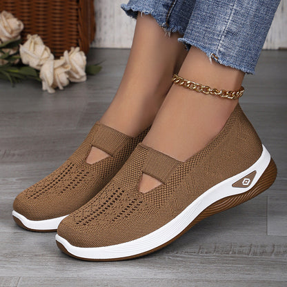 Women's Shoes Cross-Border Large Size Casual Shoes Fly-Knit Breathable Shoes Women's Lightweight and Comfortable Mesh Shoes Soft Sole Shallow Shoes