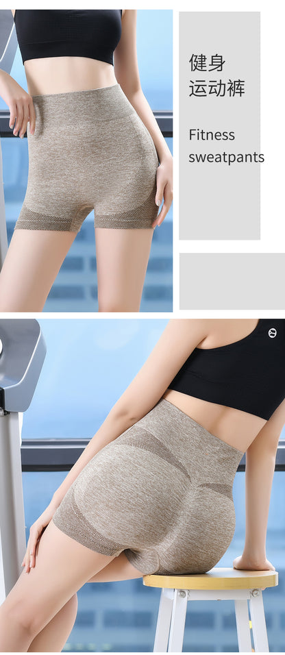 Extra Fat and Enlarge Cross-Border Smiling Face Honey Buttocks Women's High-Waisted Quick-Drying Seamless Tight-Fitting Three-Point Fitness Pants Sports Yoga Shorts