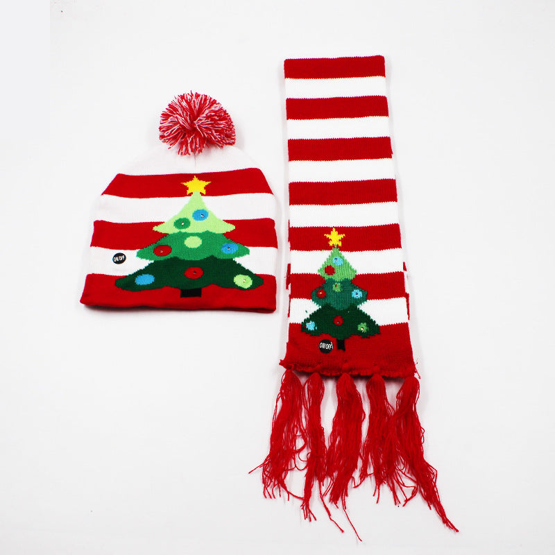 Korean Internet Celebrity Style Snowflake Christmas Hat, Warm and Cold-Proof Women's Knitted Hat with Pom-Pom, Ear-Protecting Yarn Hat, Light Luxury Style