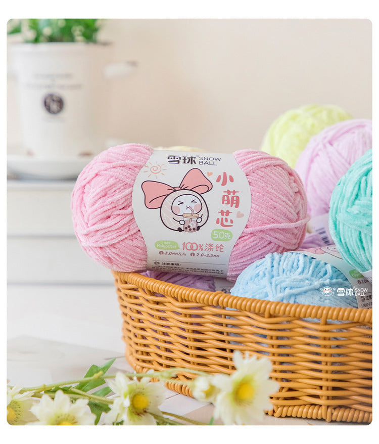 Snowball Macey Core Matte Chenille Fine Wool DIY Handmade Knitted Doll Scarf Hat Hair Accessories Crochet